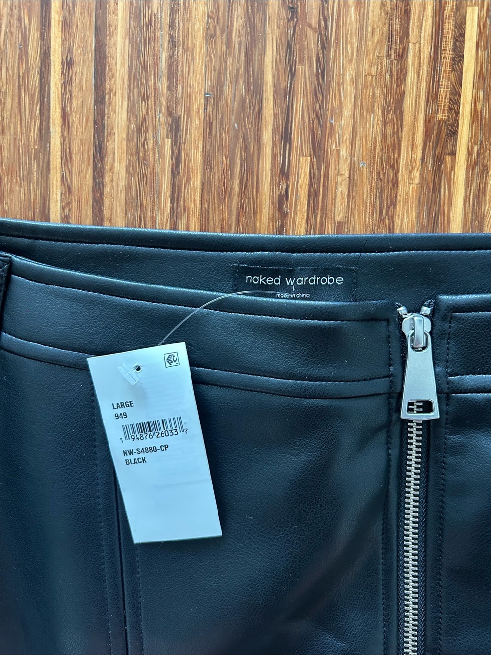 NWT Naked Wardrobe Leather Zip-Front Mini Skirt - Picture 3 of 4